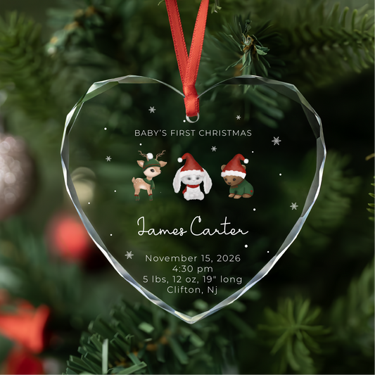 Personalized Baby Stats Christmas Ornament