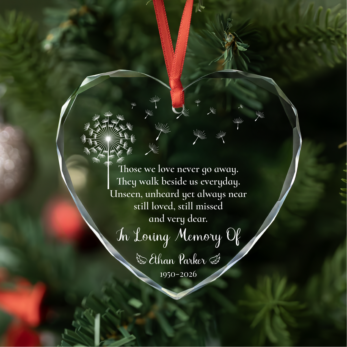 Personalized Dandelion Memorial Christmas Ornament