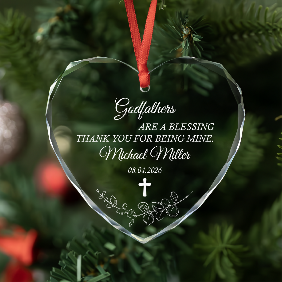 Personalized Baptism Ornament, Godparents Gift