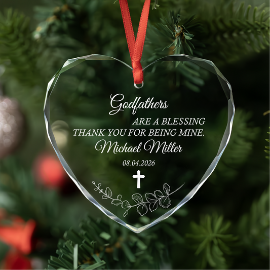 Personalized Baptism Ornament, Godparents Gift