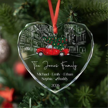 Truck in the Pines Family Ornament