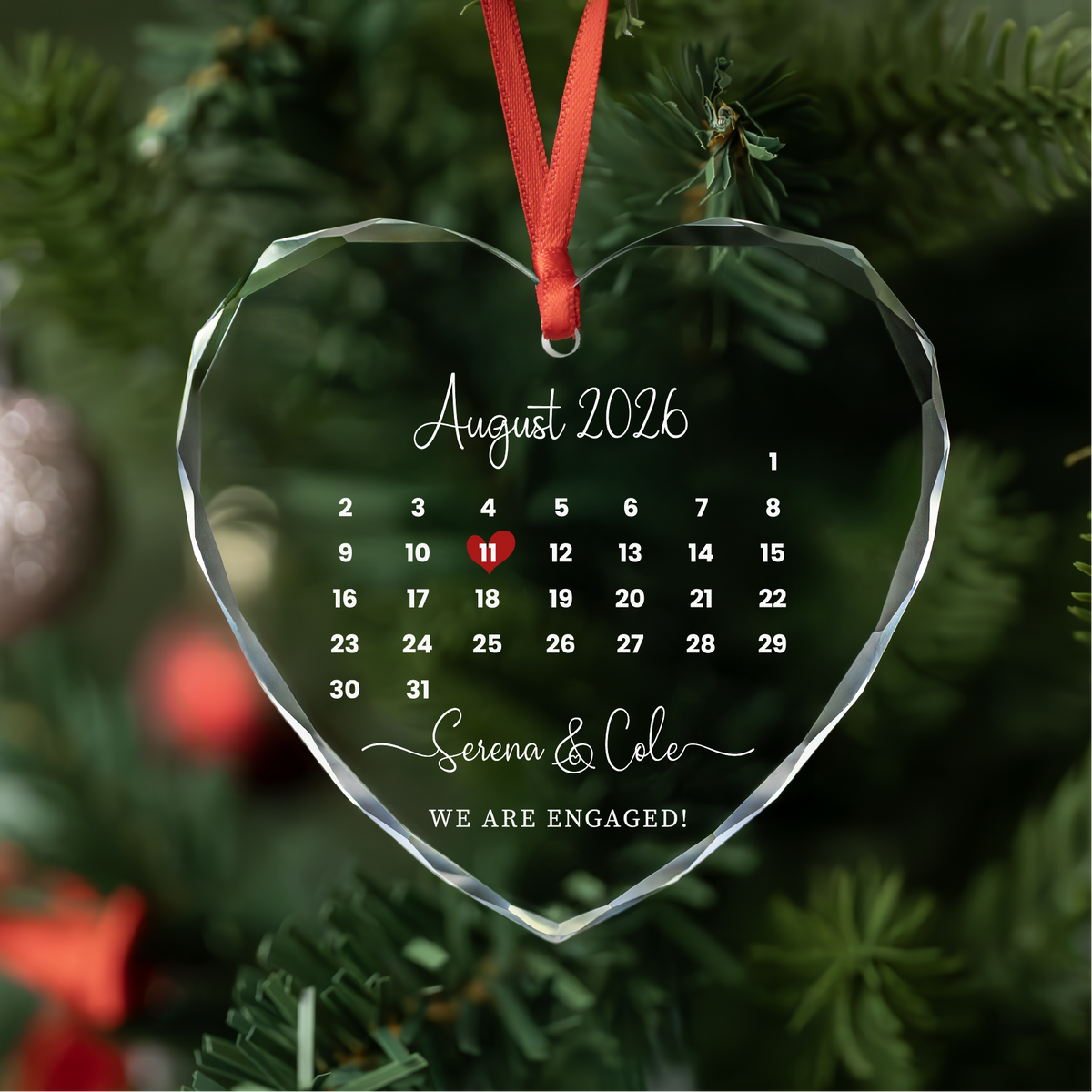 Red Bow Date Calendar Ornament