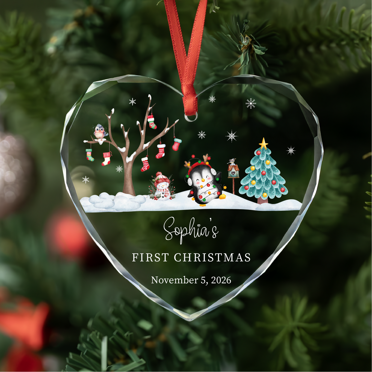 Snowy Penguin Baby Ornament