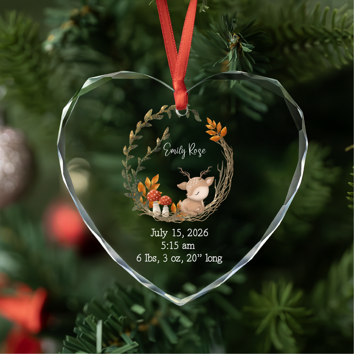 Woodland Fawn Birth Stats Ornament