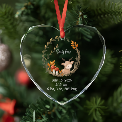 Woodland Fawn Birth Stats Ornament