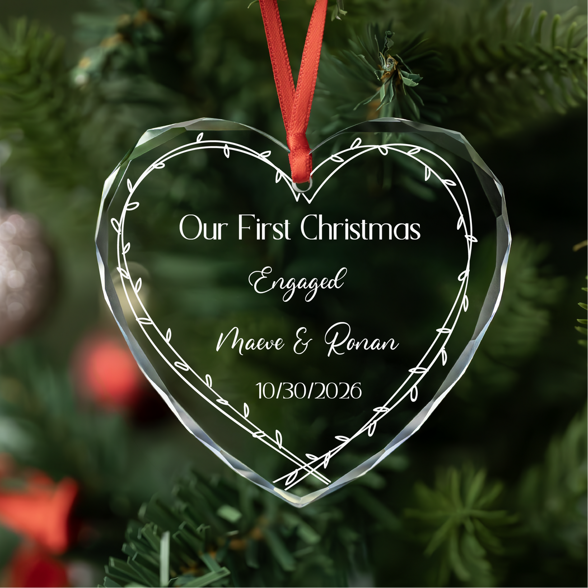 Heart Wreath Engaged Ornament