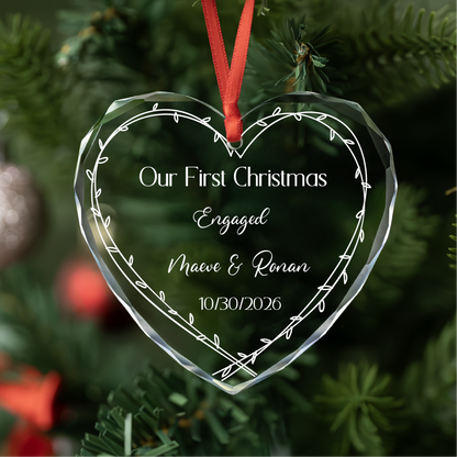 Heart Wreath Engaged Ornament