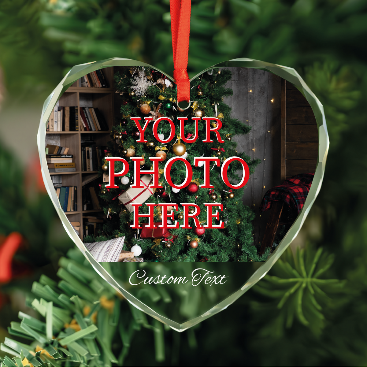 Photo and Custom Text Round Glass Ornament