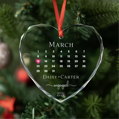 Engagement Date Calendar Oval Ornament