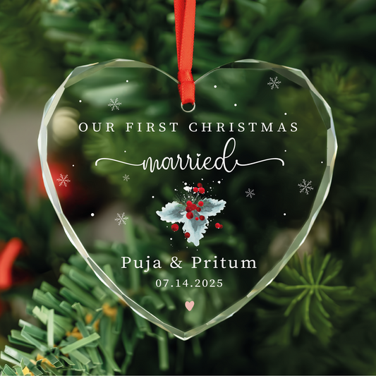 Personalized First Christmas Married Couples Ornament