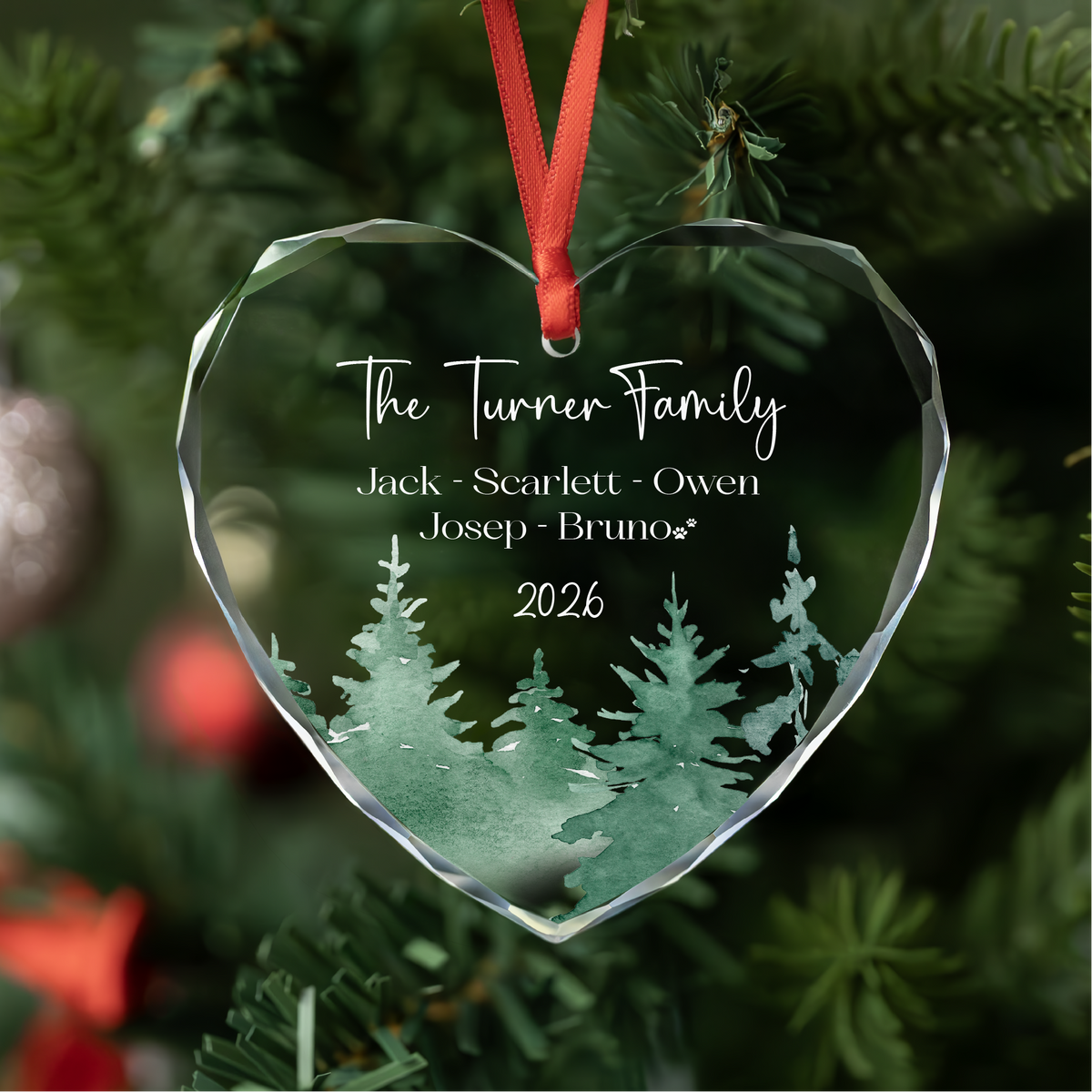 Dog Paw Print Family Ornament