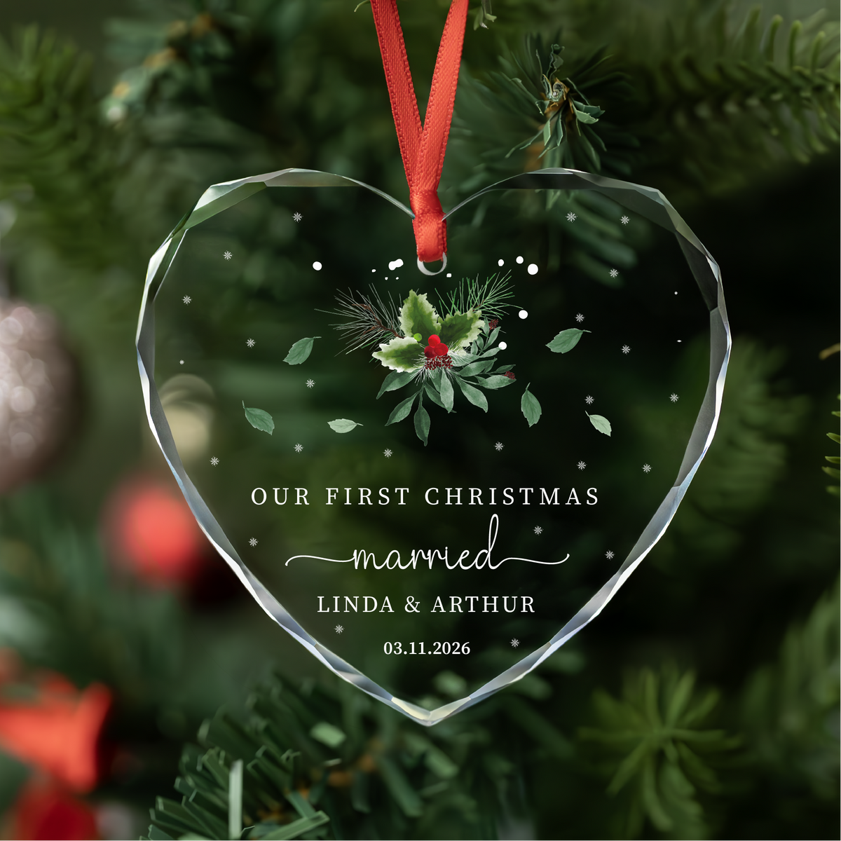 Personalized First Christmas Married Christmas Ornament