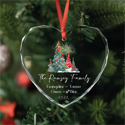 Festive Tree Family Ornament with Pet Name