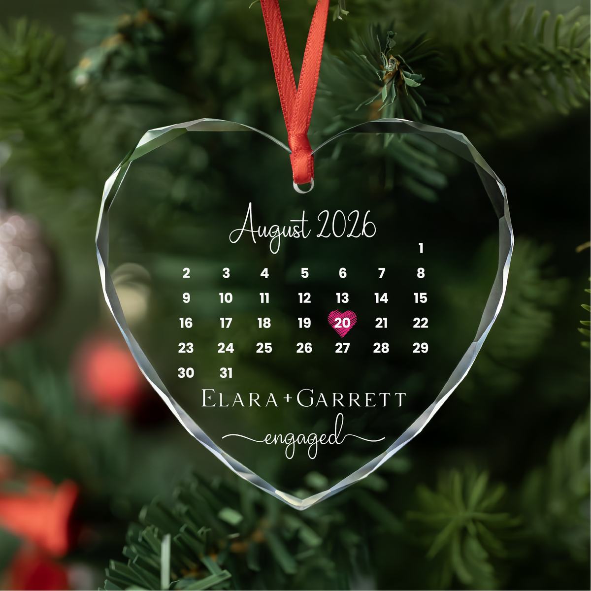 Personalized Calendar Engaged Christmas Ornament
