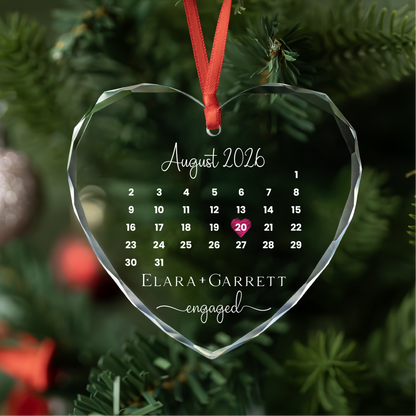 Personalized Calendar Engaged Christmas Ornament