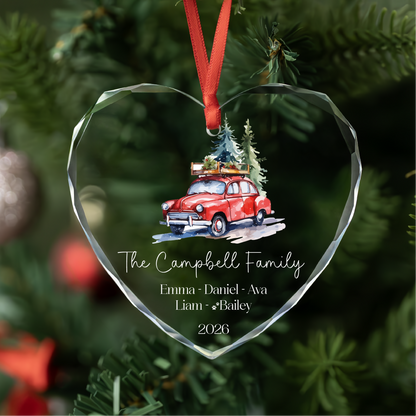 Vintage Red Truck Family Ornament
