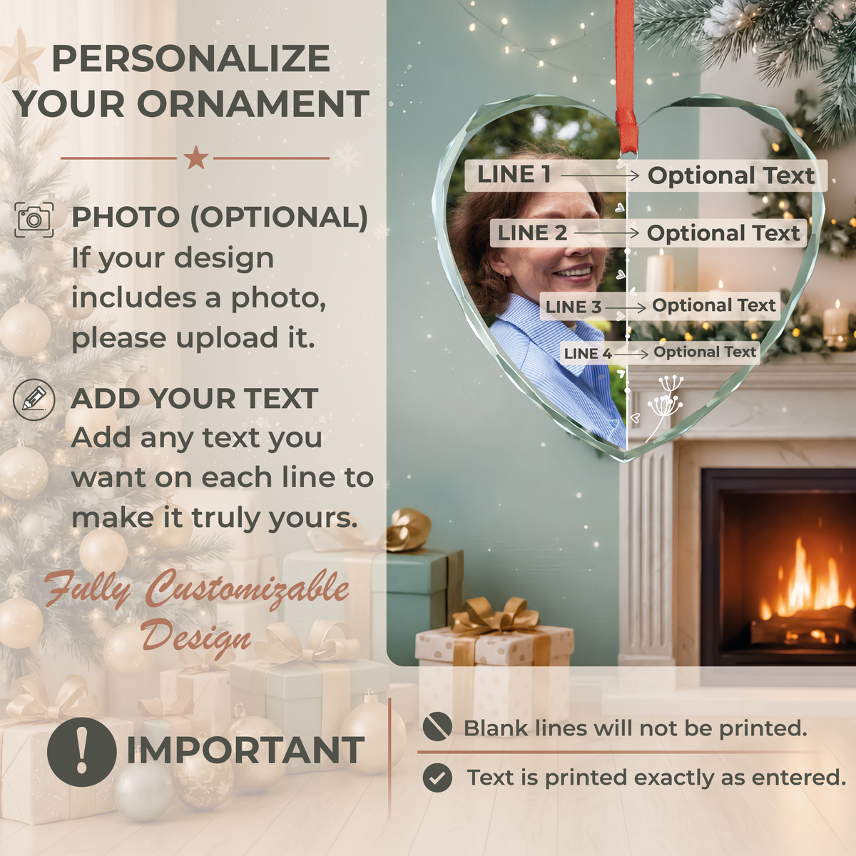 Split Heart Photo Memorial Ornament