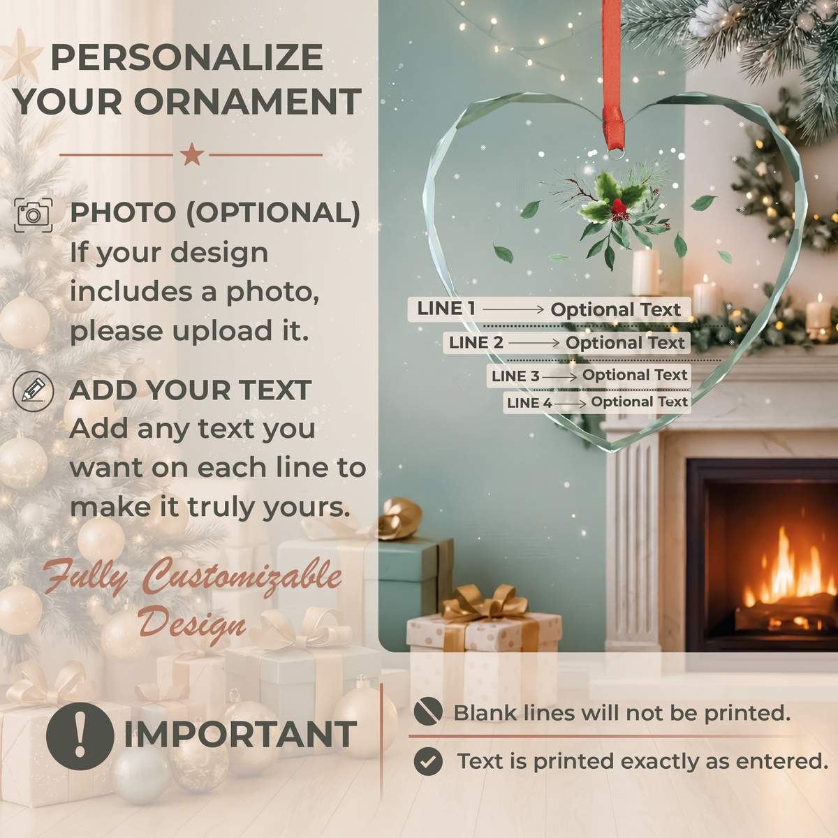 Classic Holly Heart Married Ornament