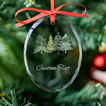 Watercolor Pines Heart Custom Text Ornament