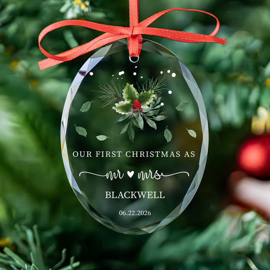 Personalized Mr and Mrs Married Christmas Ornament