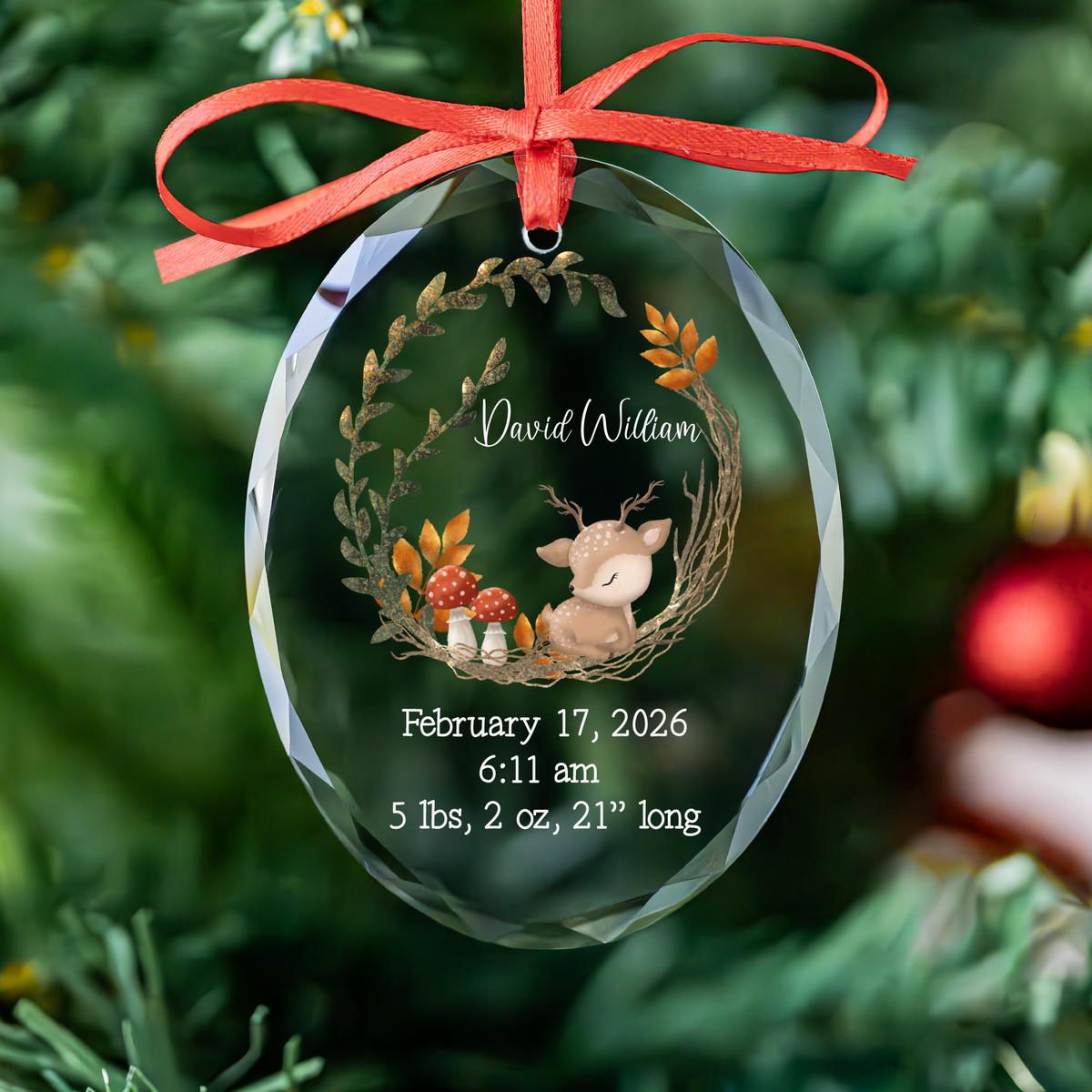 Personalized Baby Stats Christmas Ornament