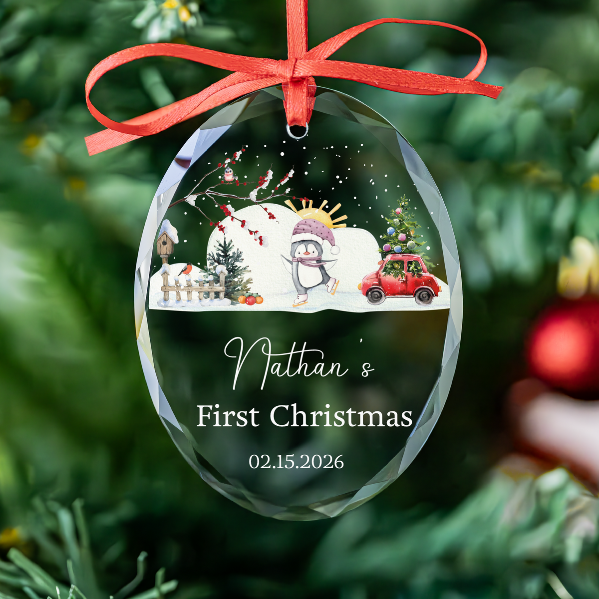 Penguin Heart Baby Ornament