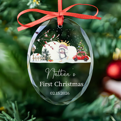 Penguin Heart Baby Ornament