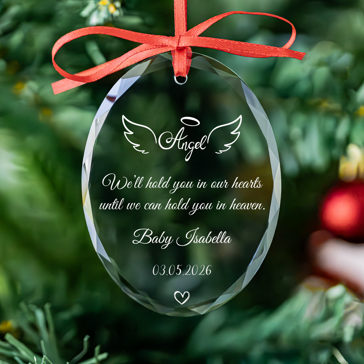 Angel Wings Heart Baby Memorial Ornament