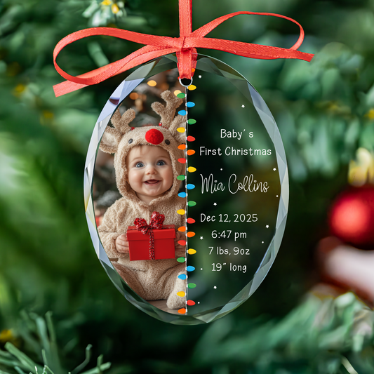 Personalized Baby Birth Stats Photo Ornament