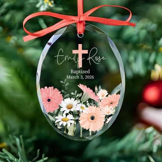 Personalized Baptism Gift for Girl, Dedication Ornament