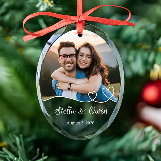Personalized Floral First Christmas Married Ornament