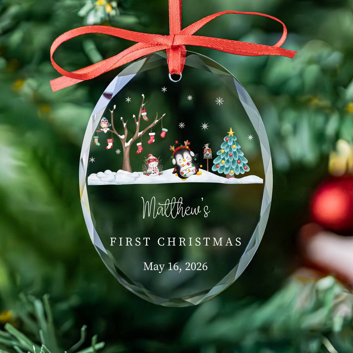 Snowy Penguin Baby Ornament