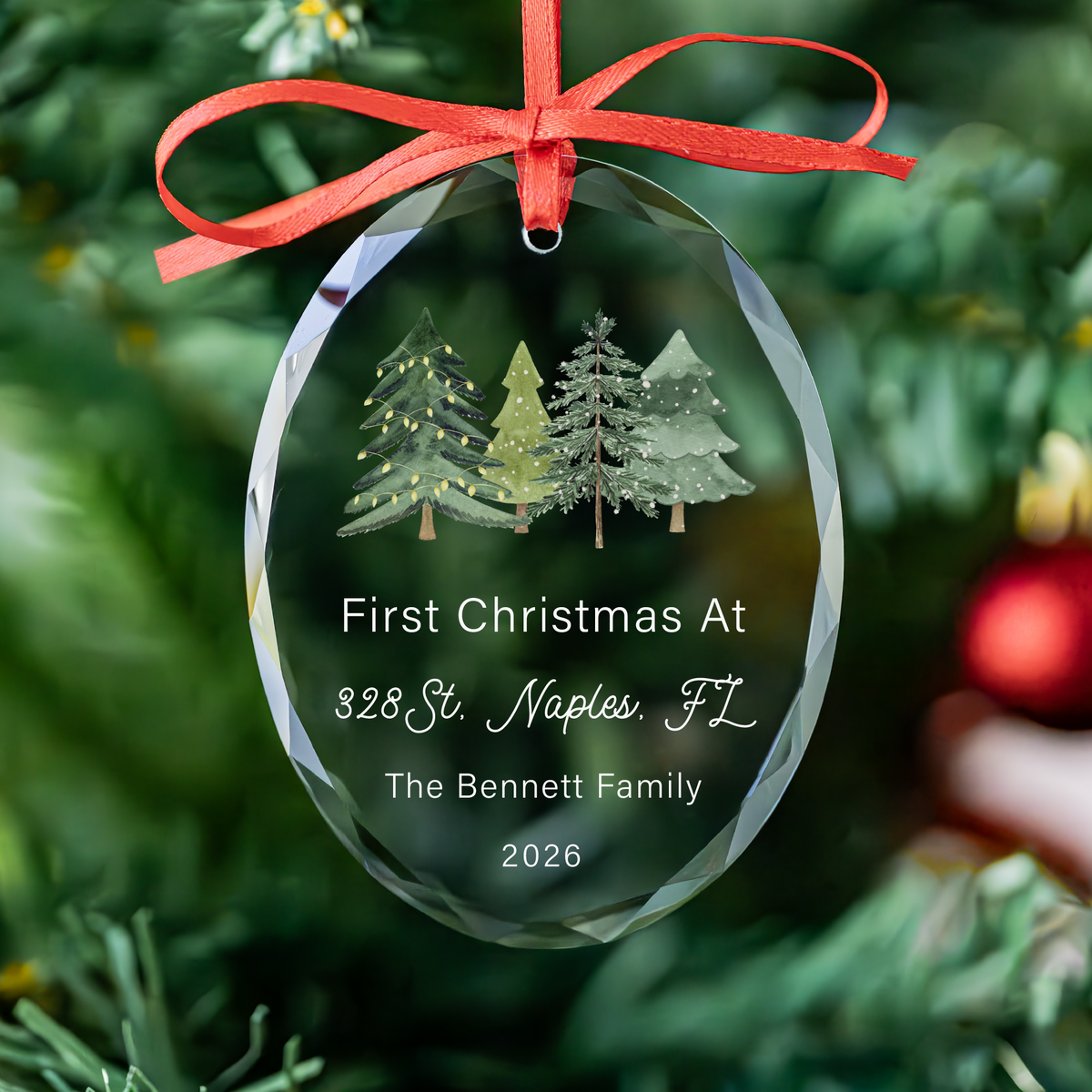 Watercolor Pines New Home Ornament