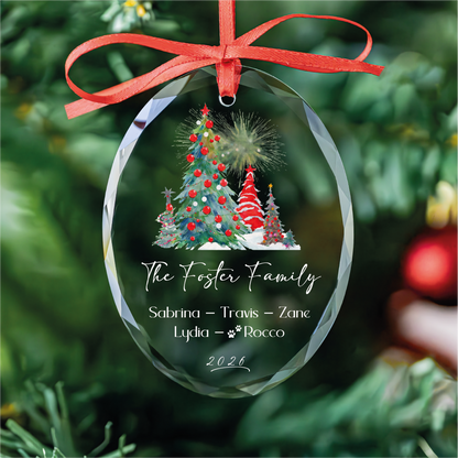 Festive Tree Family Ornament with Pet Name