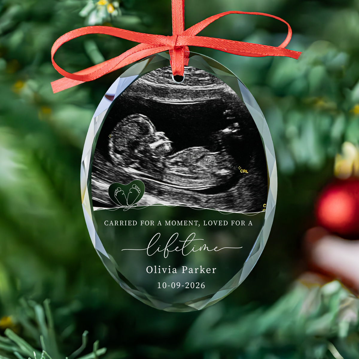 Personalized Baby Memorial Ultrasound Glass Christmas Ornament