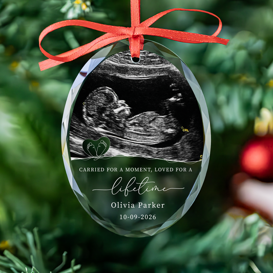 Personalized Baby Memorial Ultrasound Glass Christmas Ornament