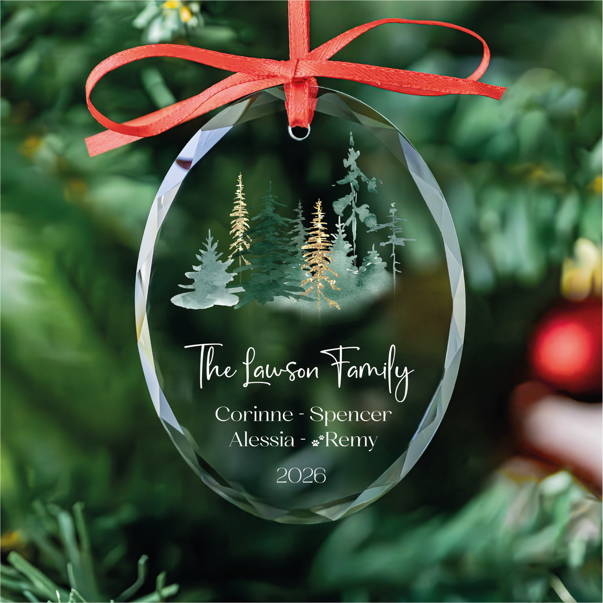 Forest Family Ornament with Pet Names
