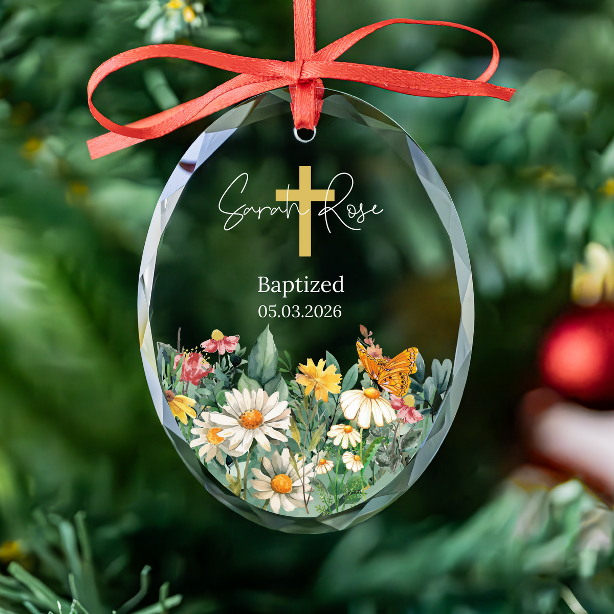Wildflower Heart Baptism Ornament