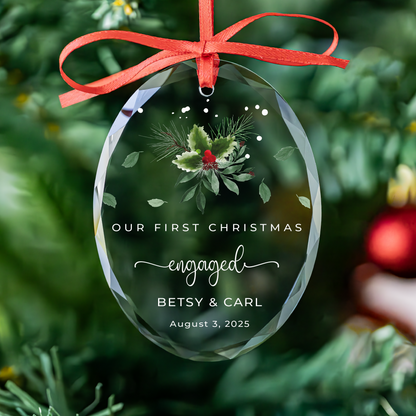 Holly Heart Engaged Ornament