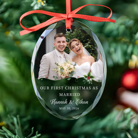 Personalized Groom and Bride Photo Ornament