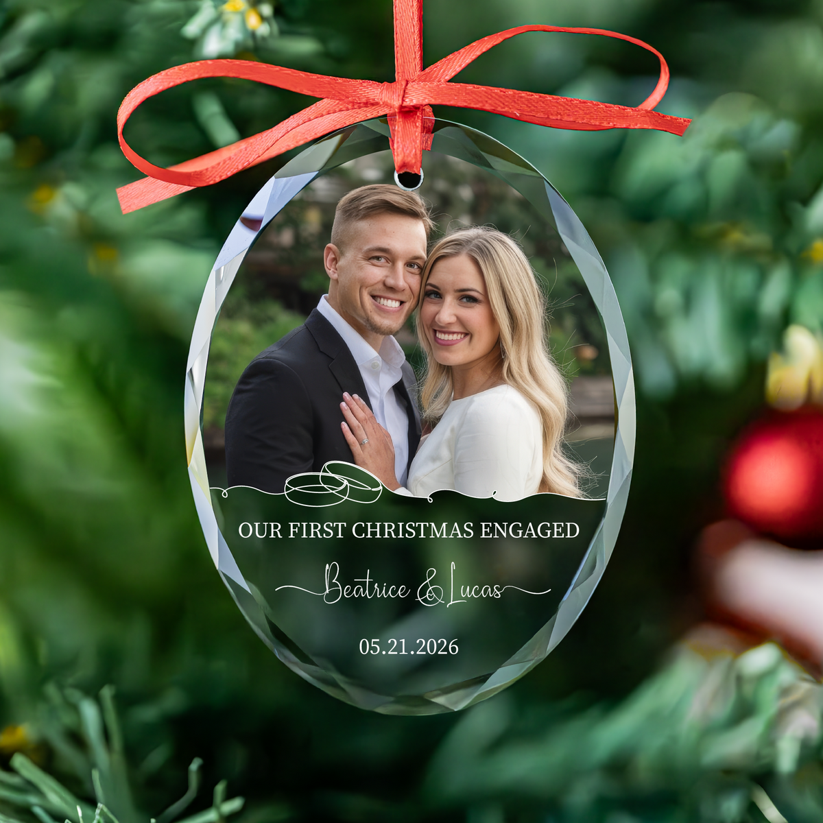 Proposal Photo Engaged Ornament