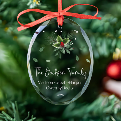 Heart Family Ornament with Dog Names