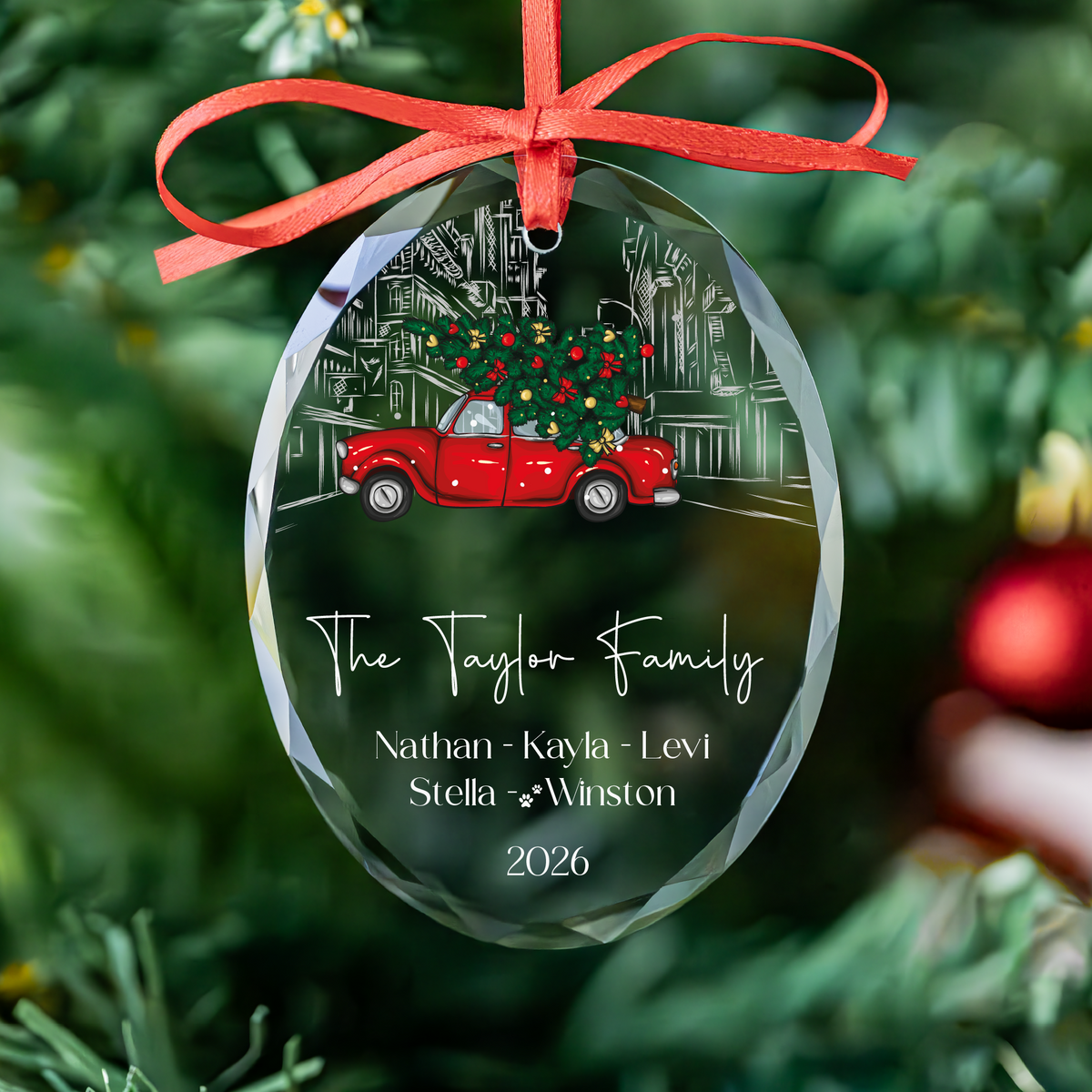 Personalized Family Christmas Ornament with Pet Names