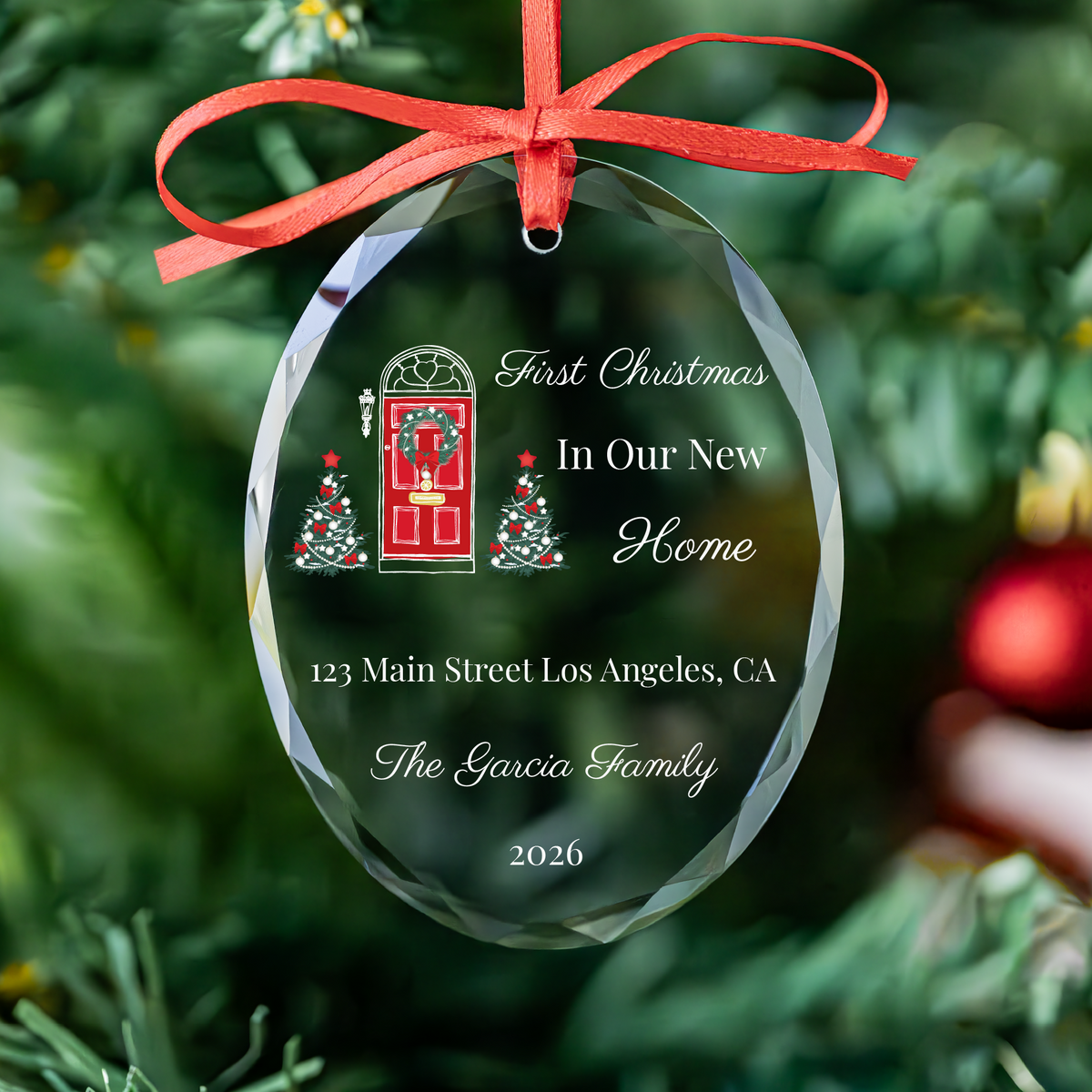 Red Door Heart New Home Ornament