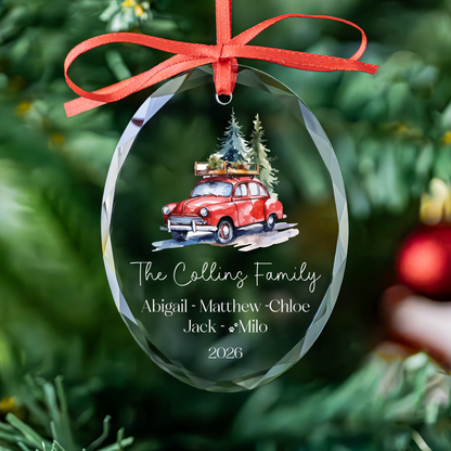 Vintage Red Truck Family Ornament