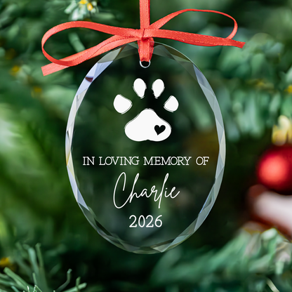 Paw Print Heart Pet Memorial Ornament