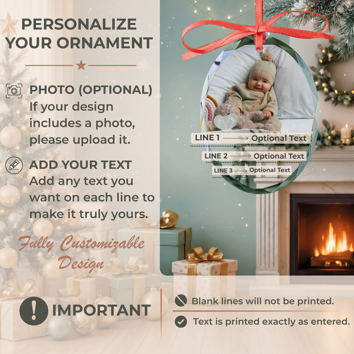 Footprints Baby Photo Ornament