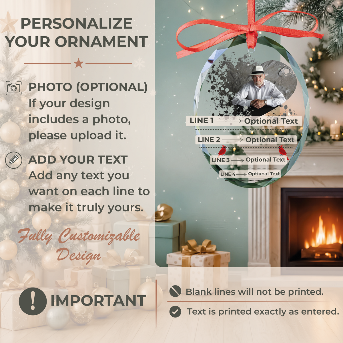 Cardinal Photo Memorial Ornament