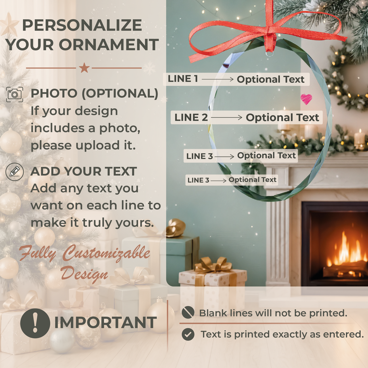 Personalized Calendar Wedding Date Ornament, First Christmas Married Gift
