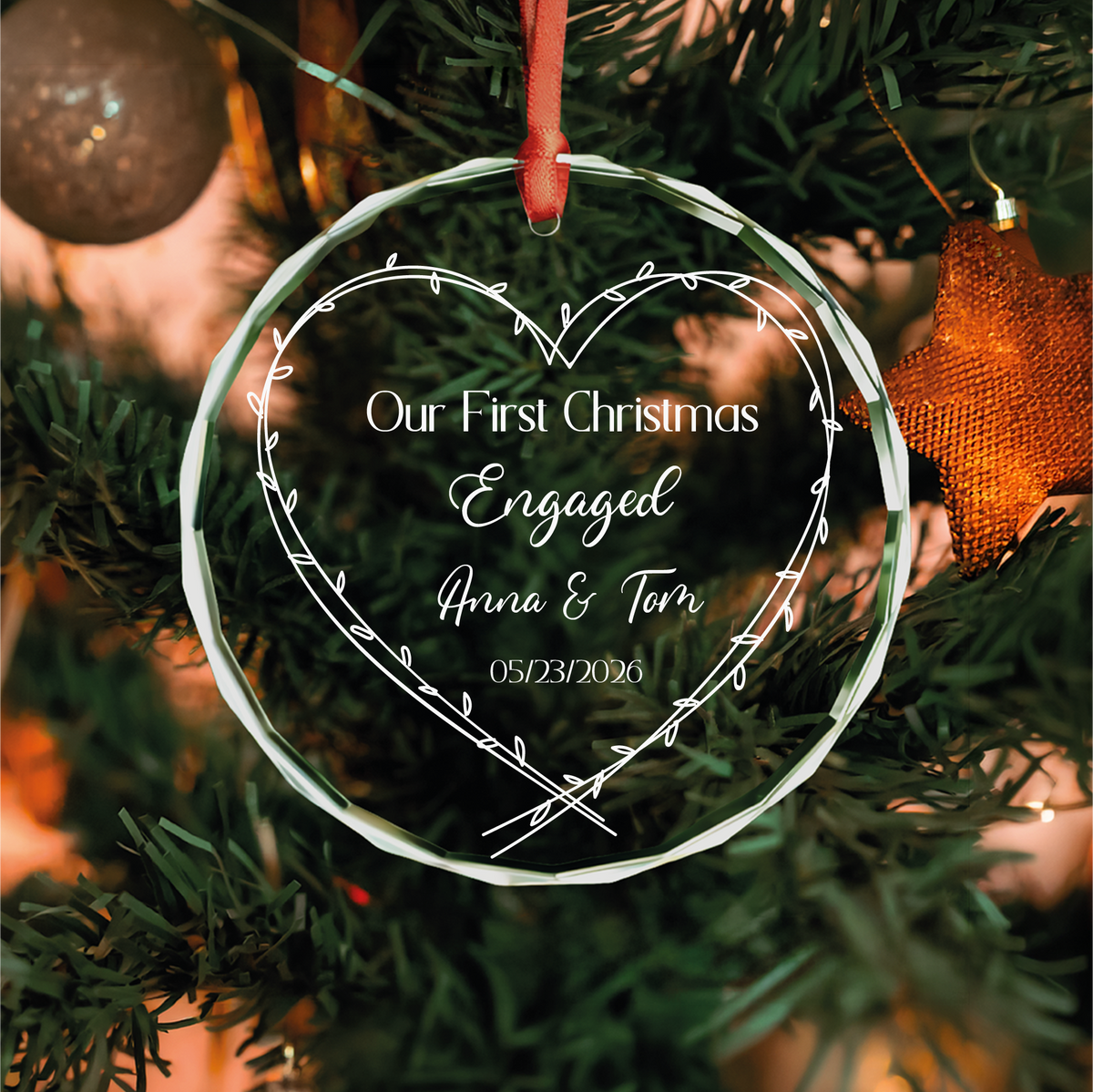 Personalized First Christmas Engaged Ornament